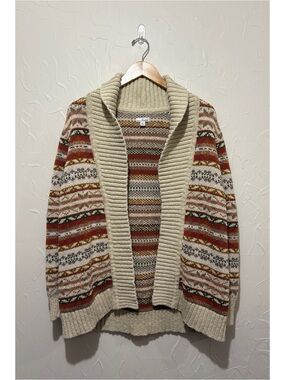 LL Bean Signature fair isle 100% cotton cardigan sweater (medium)